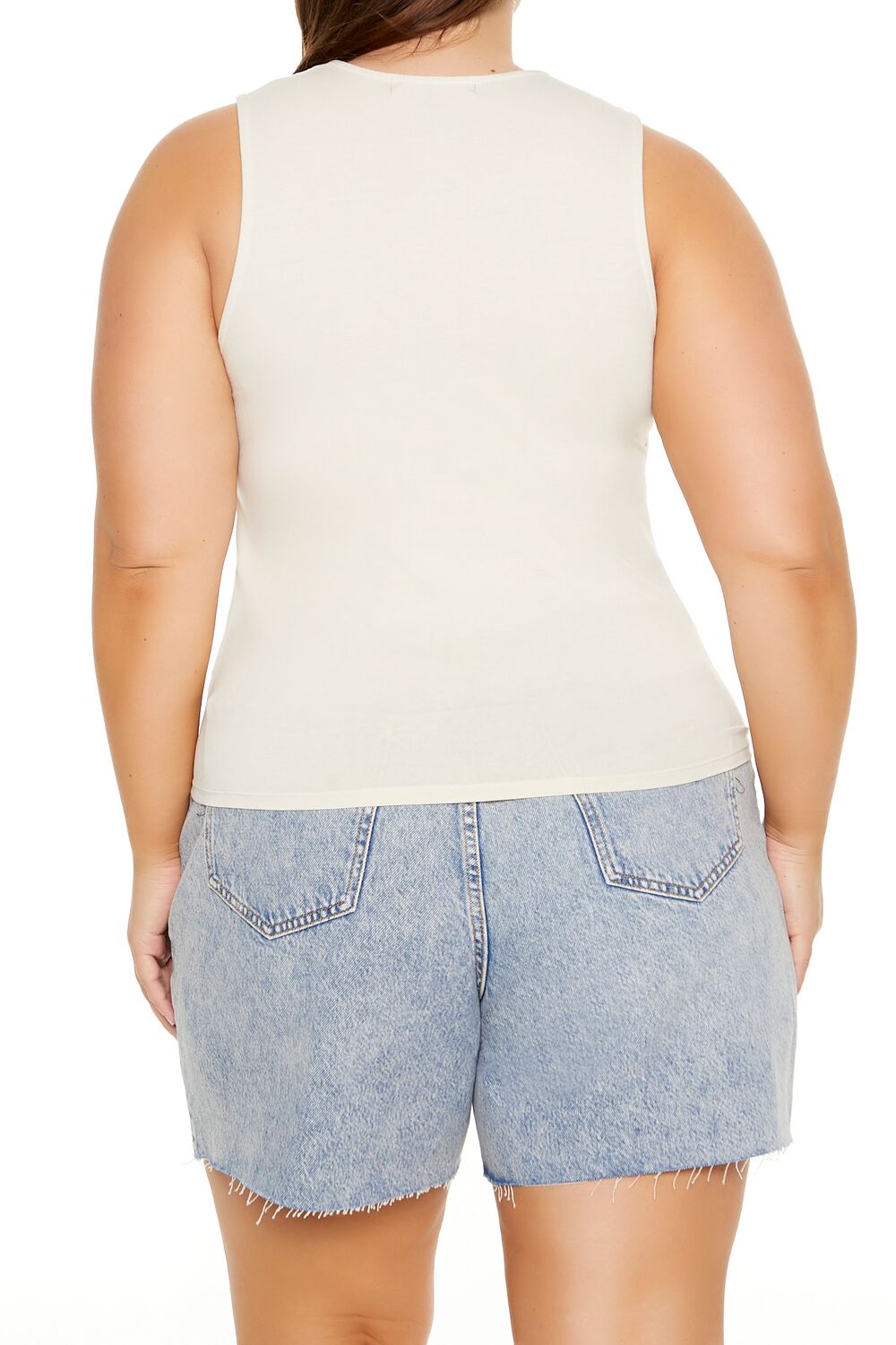  Forever 21 Plus Size Ruched Cutout Tank Top - cream - Bonton
