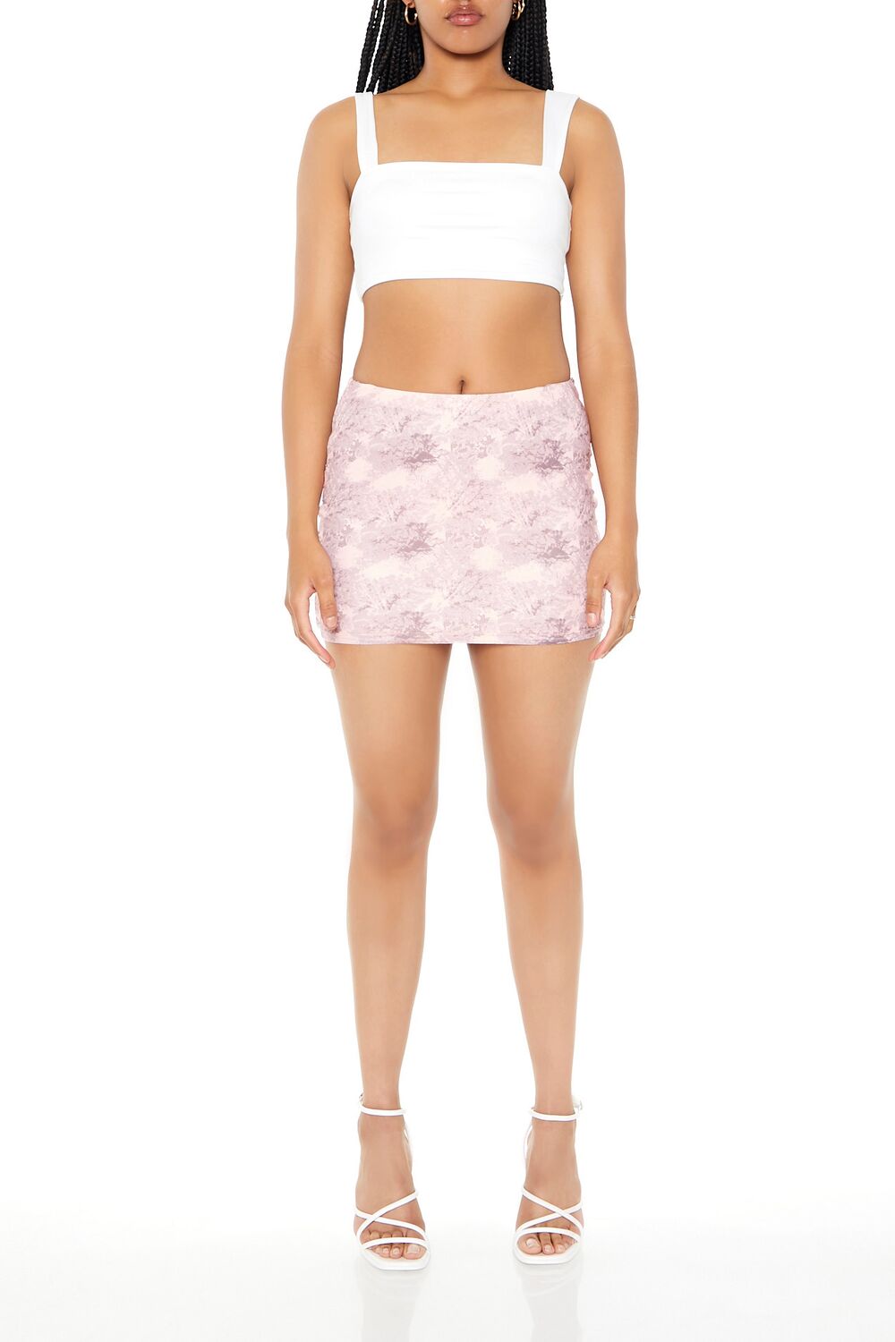  Forever 21 Fitted Abstract Print Mini Skirt - pink-multi - Bonton