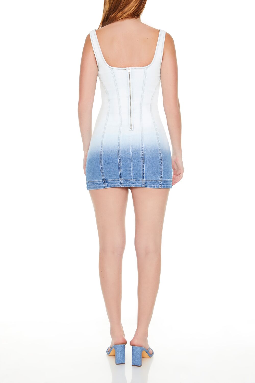  Forever 21 Gradient Denim Tank Mini Dress - light-denim - Bonton