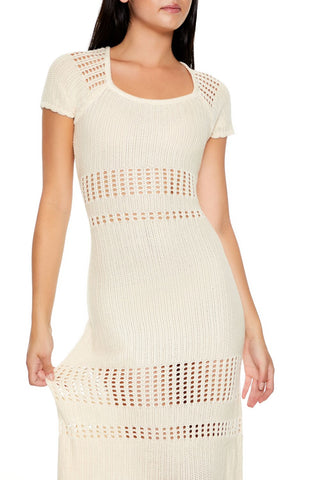 Open-Knit Crochet Midi Dress
