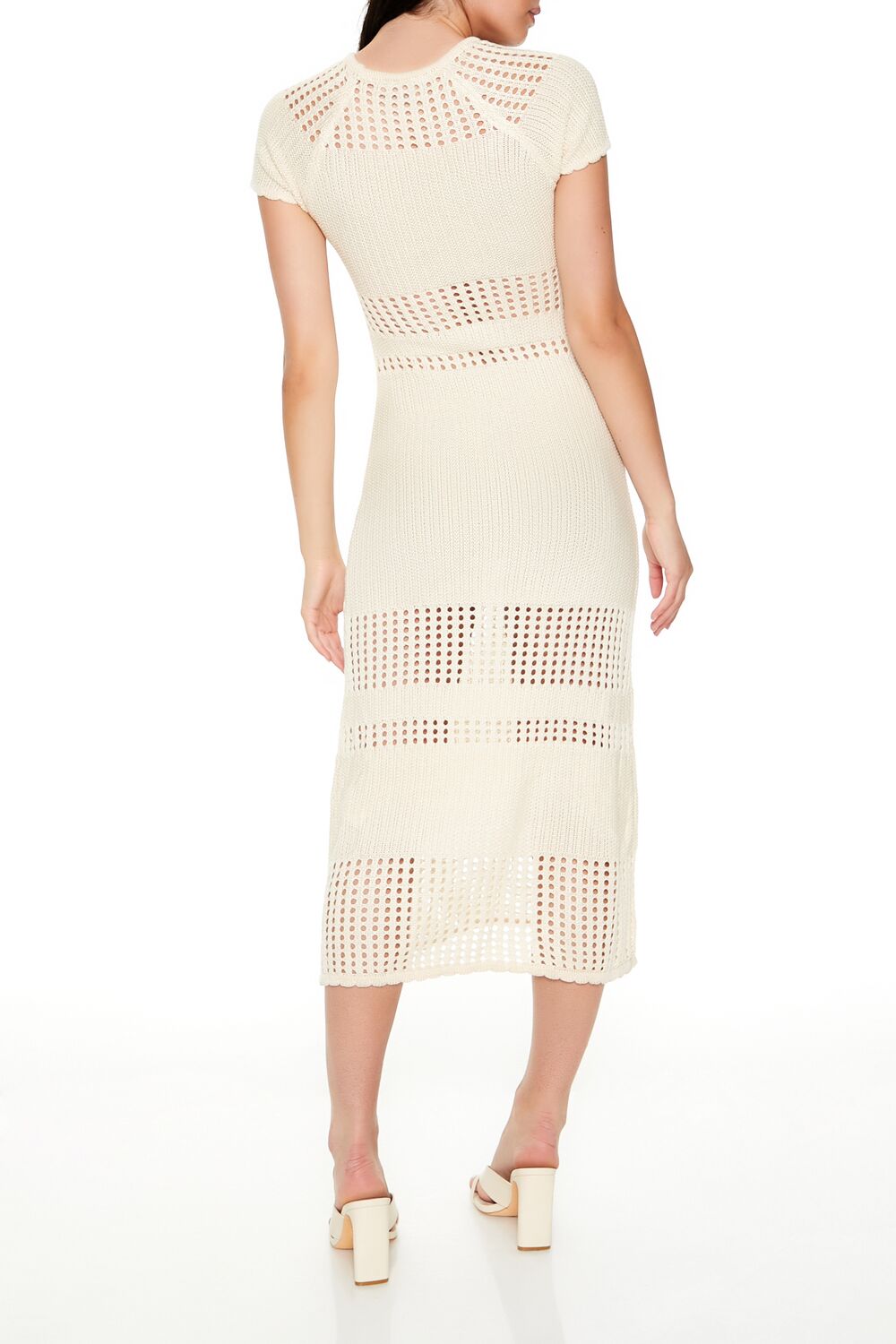  Forever 21 Open-Knit Crochet Midi Dress - cream - Bonton