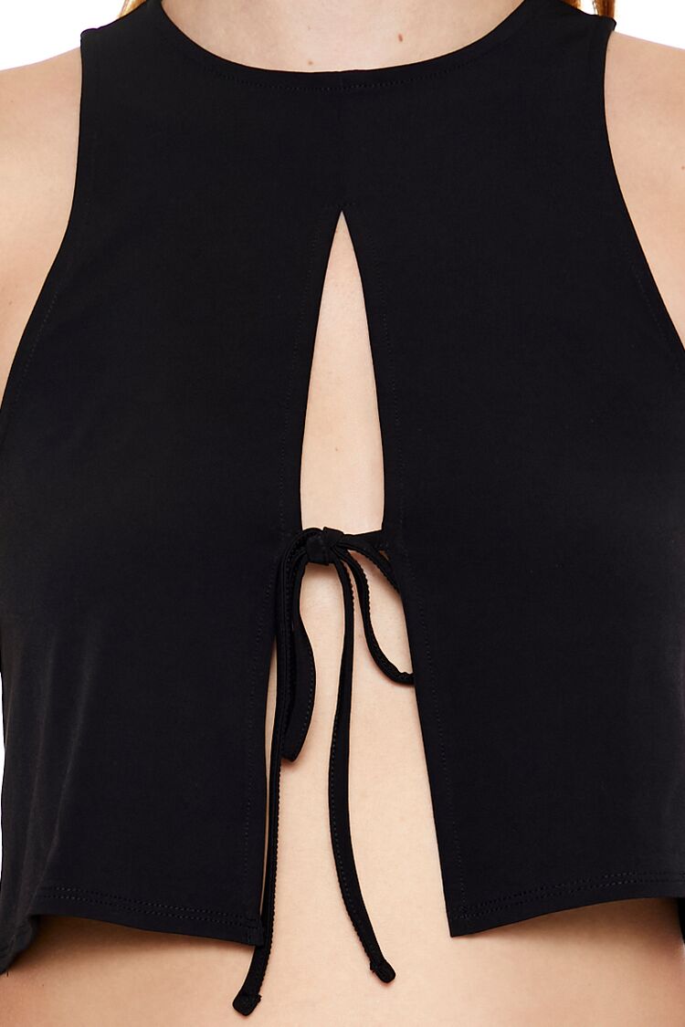  Forever 21 Sleeveless Tie-Front Crop Top - camel - Bonton