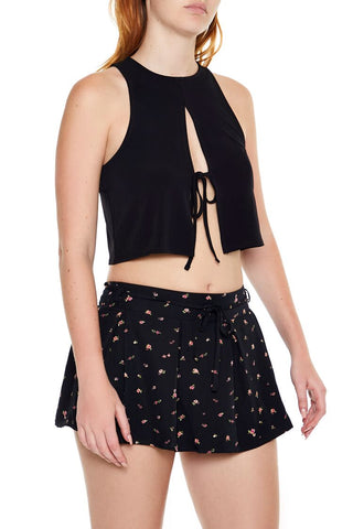 Sleeveless Tie-Front Crop Top