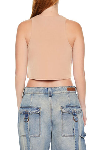 Sleeveless Tie-Front Crop Top