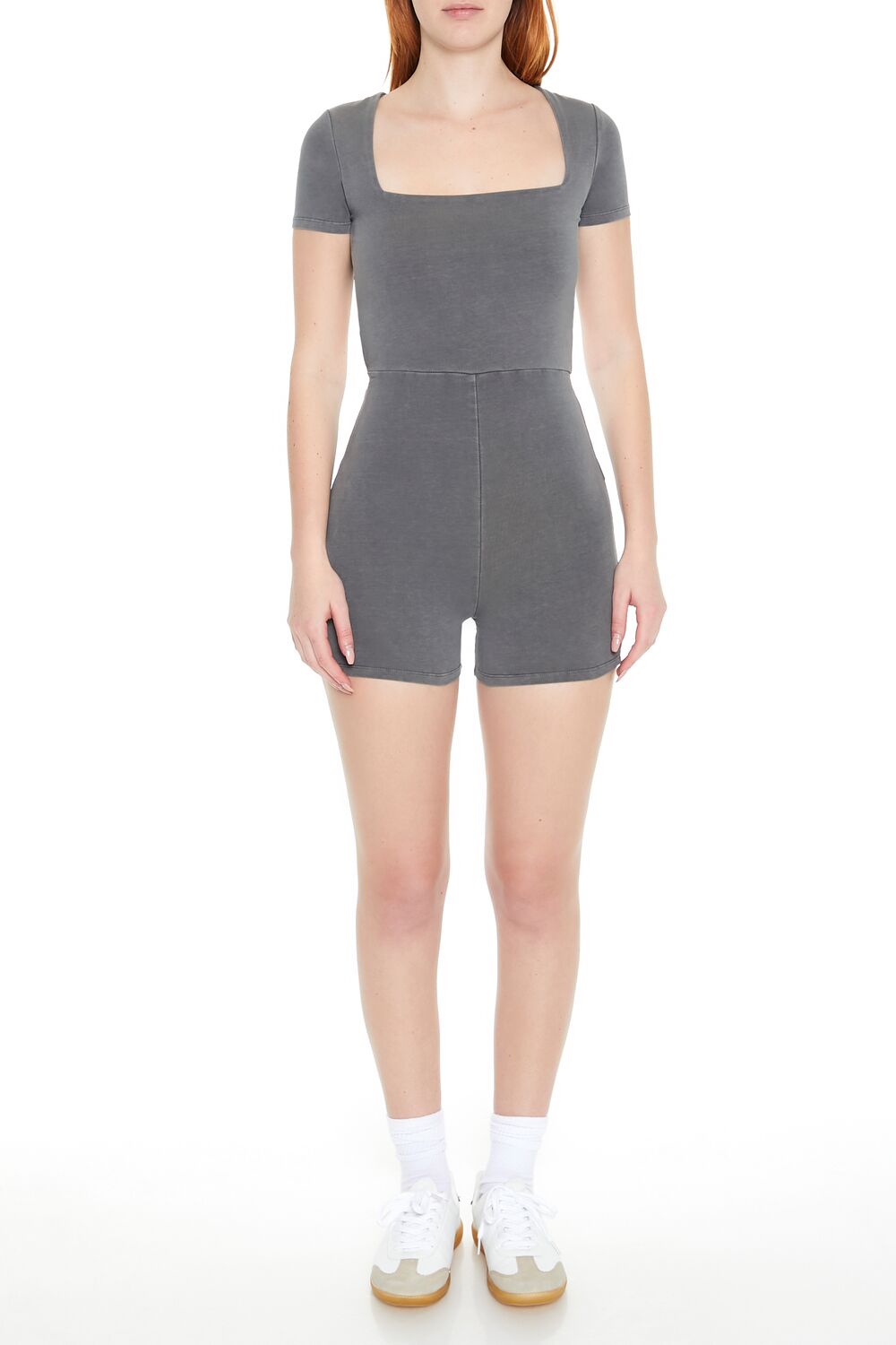  Forever 21 Mineral Wash Cutout Romper - black - Bonton