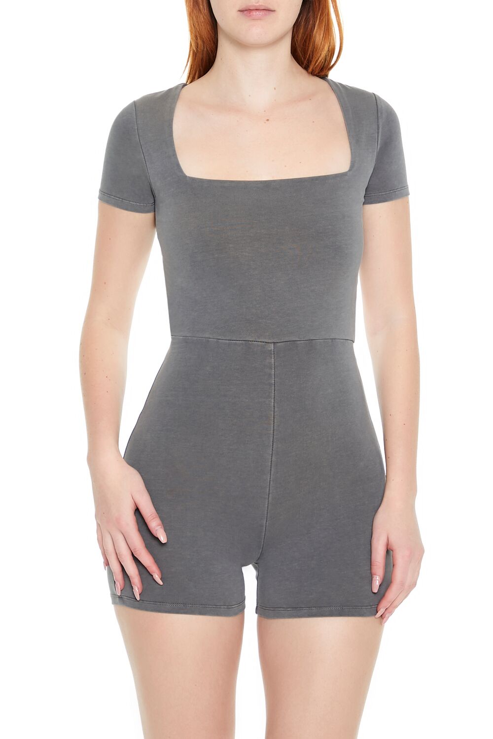 Forever 21 Mineral Wash Cutout Romper - black - Bonton