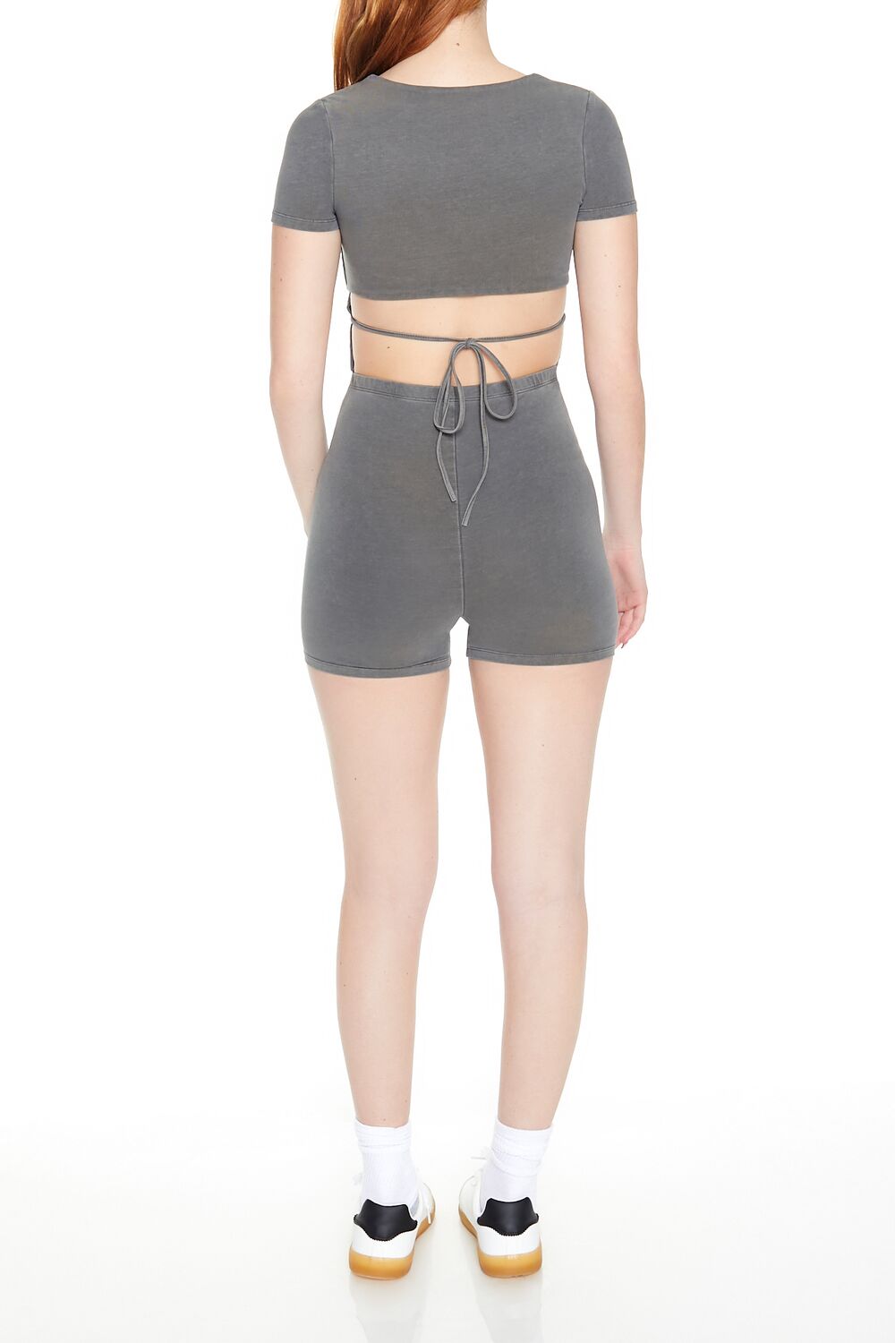  Forever 21 Mineral Wash Cutout Romper - black - Bonton