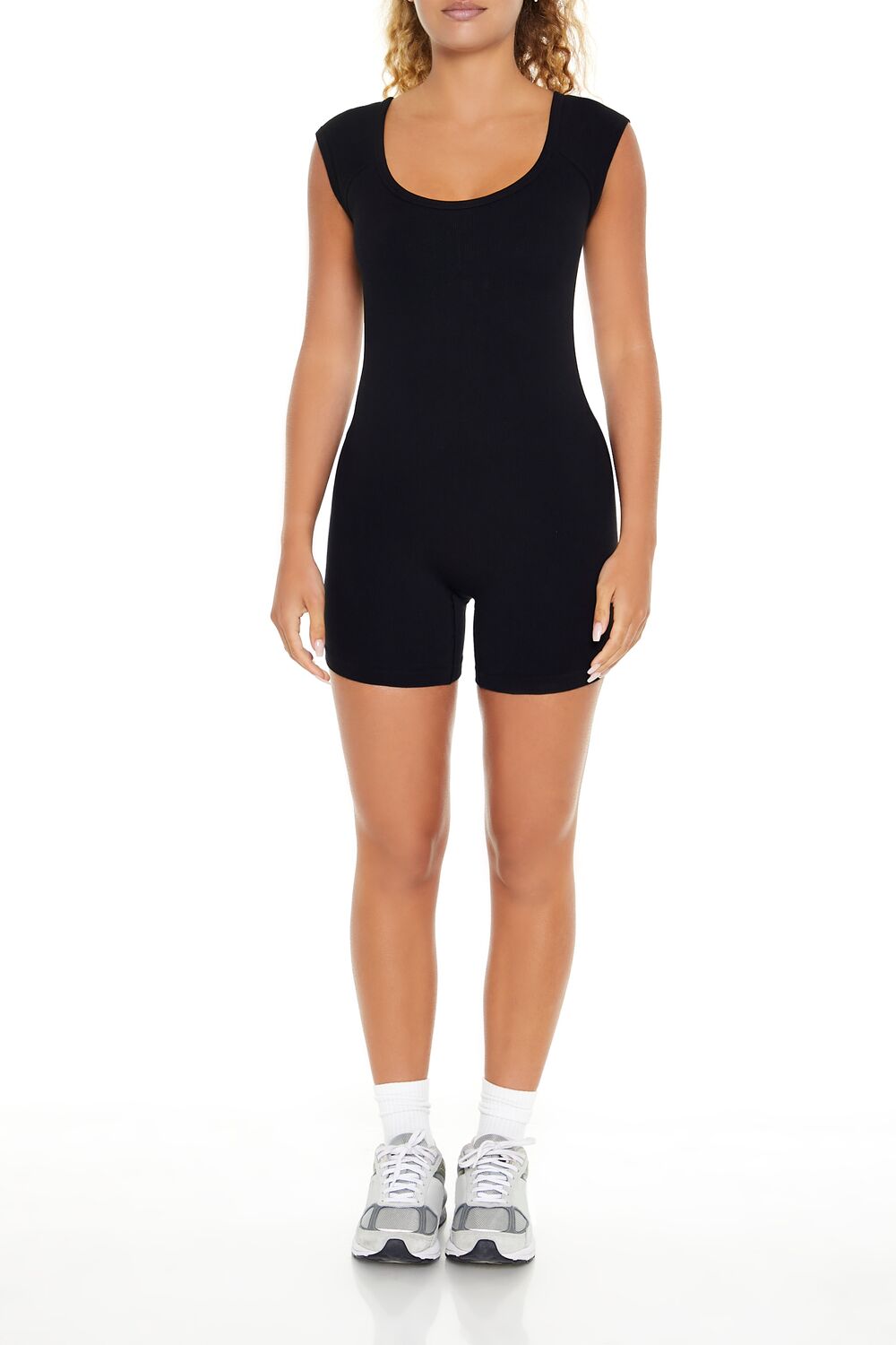  Forever 21 Active Seamless Open-Back Romper - black - Bonton