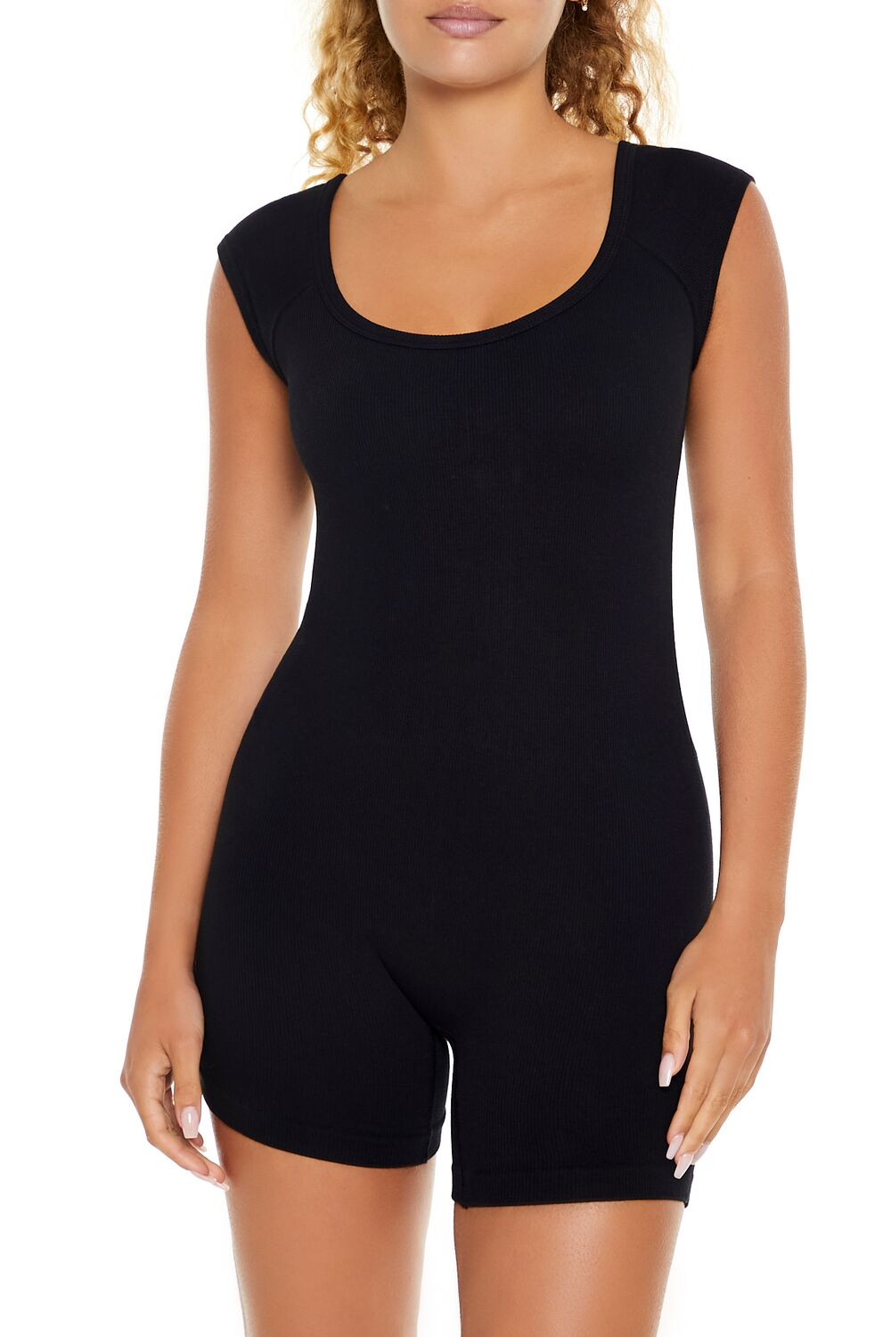  Forever 21 Active Seamless Open-Back Romper - black - Bonton