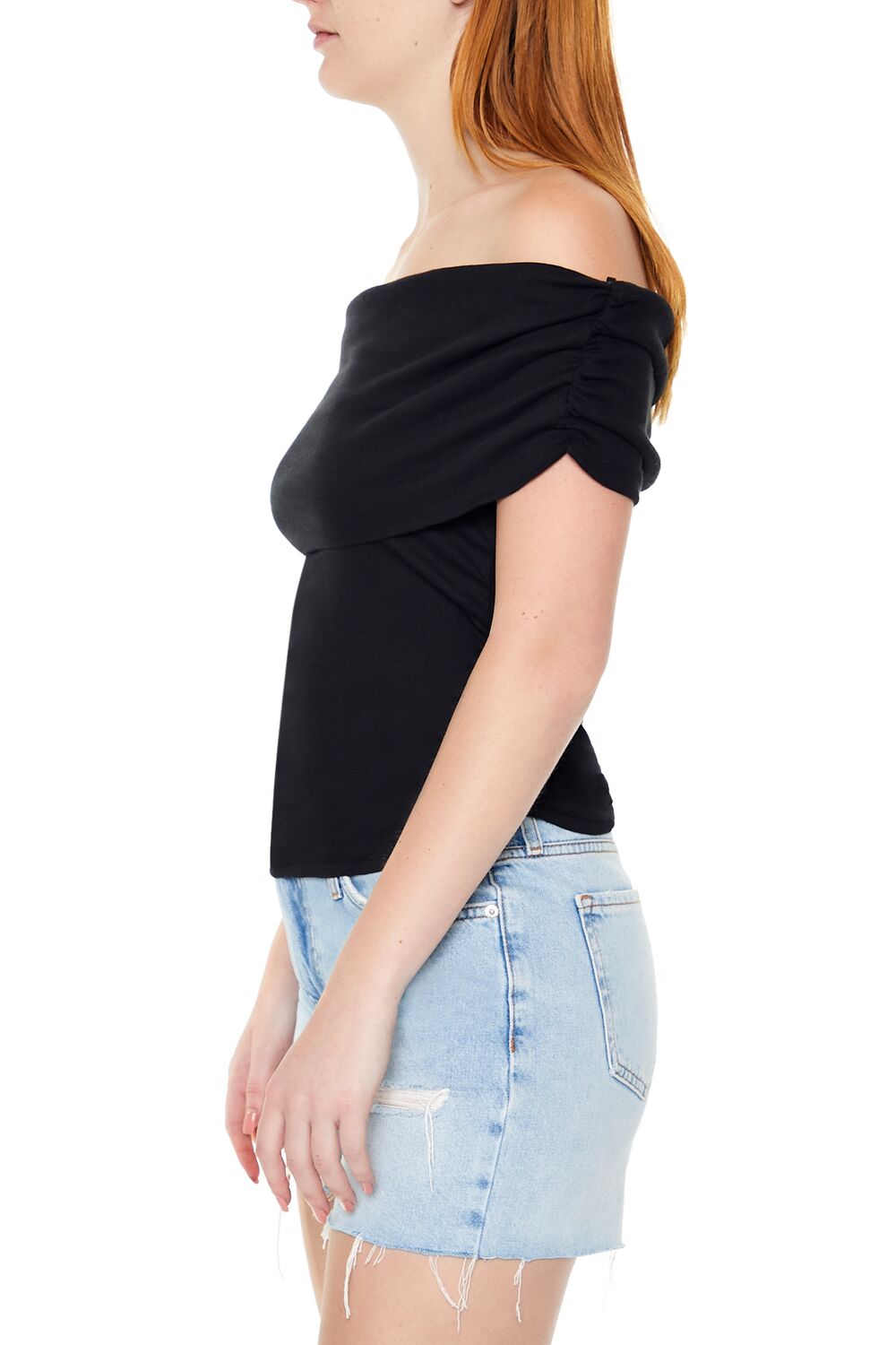  Forever 21 Ruched Off-the-Shoulder Top - black - Bonton