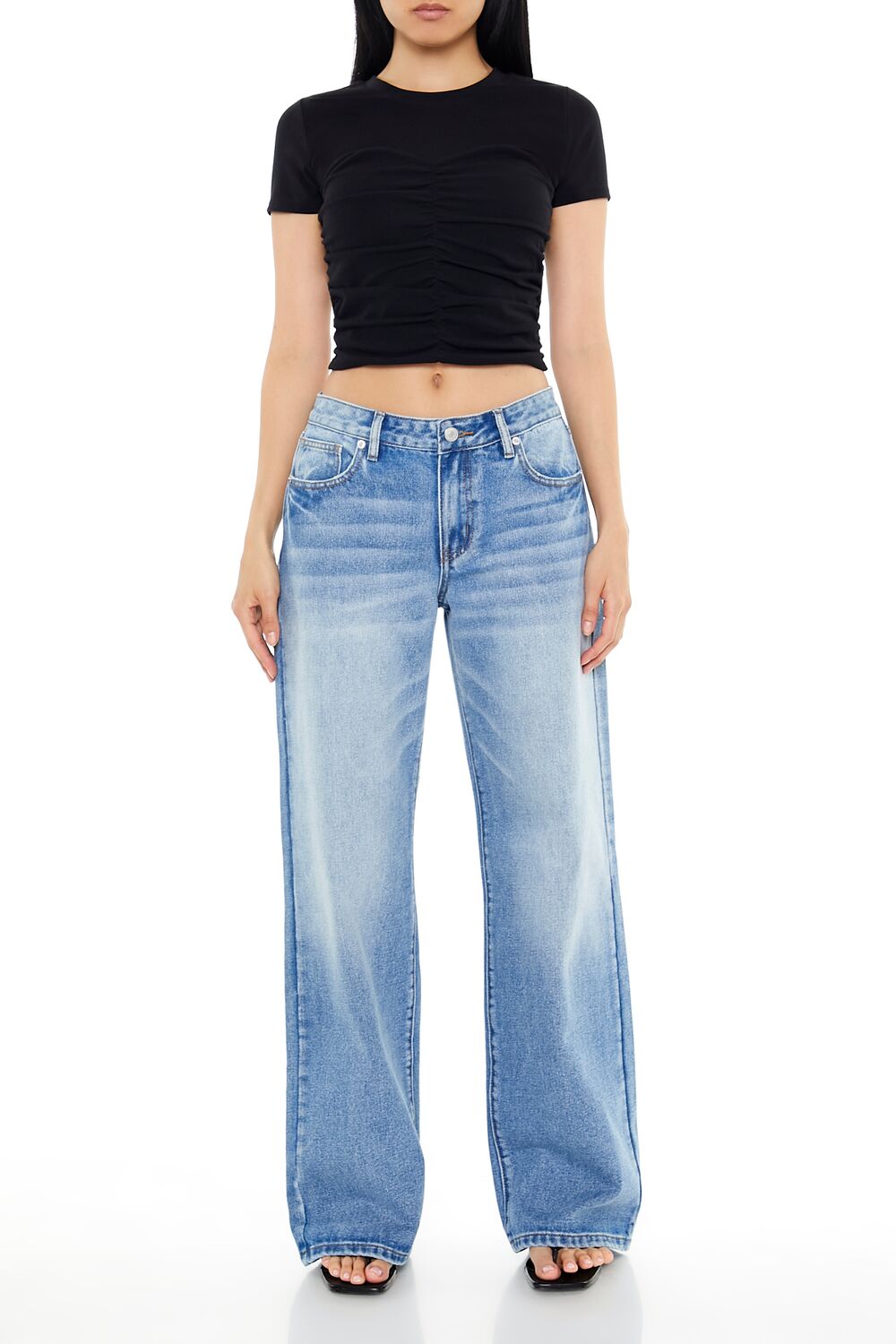  Forever 21 Ruched Crew Tee - white - Bonton