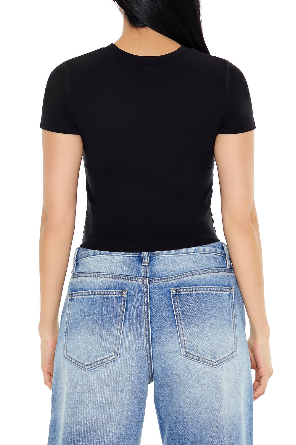  Forever 21 Ruched Crew Tee - white - Bonton