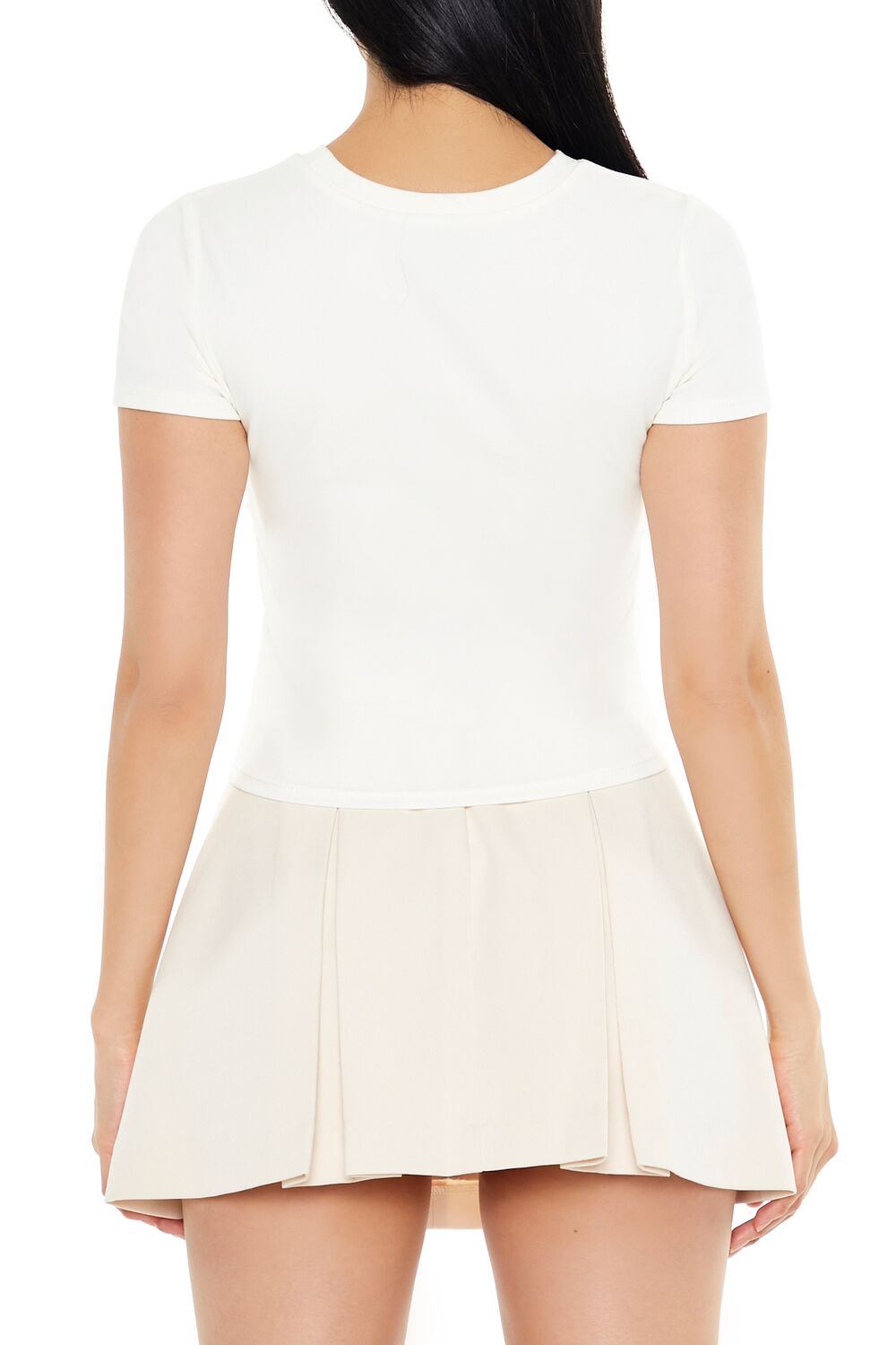  Forever 21 Ruched Crew Tee - white - Bonton