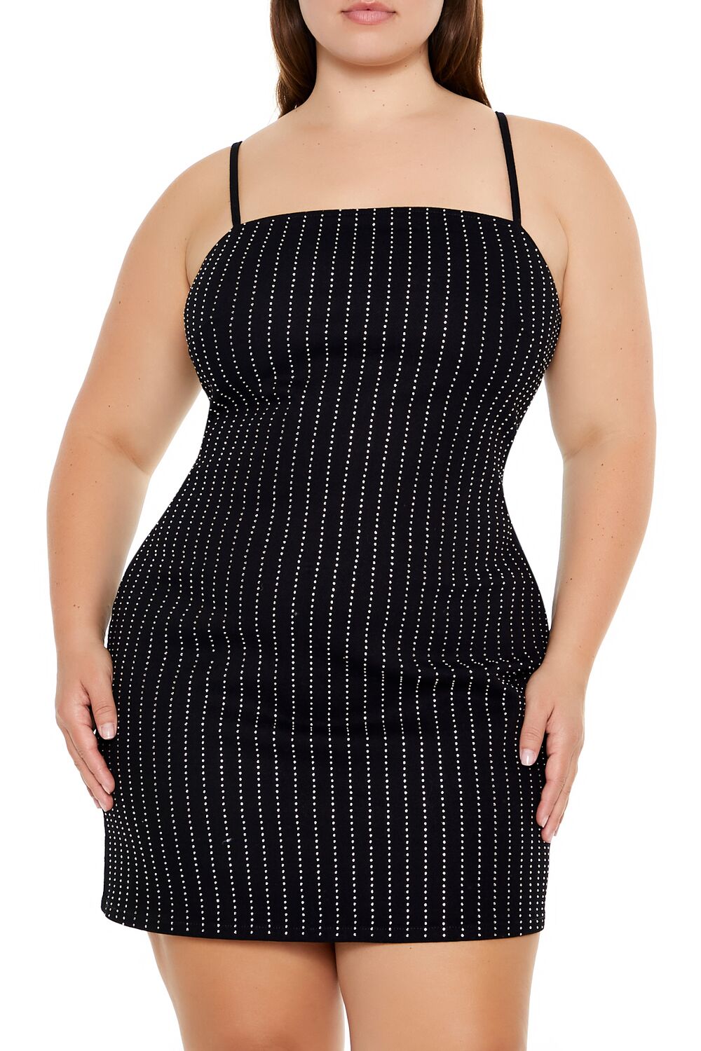  Forever 21 Plus Size Rhinestone Striped Dress - black-swatch - Bonton