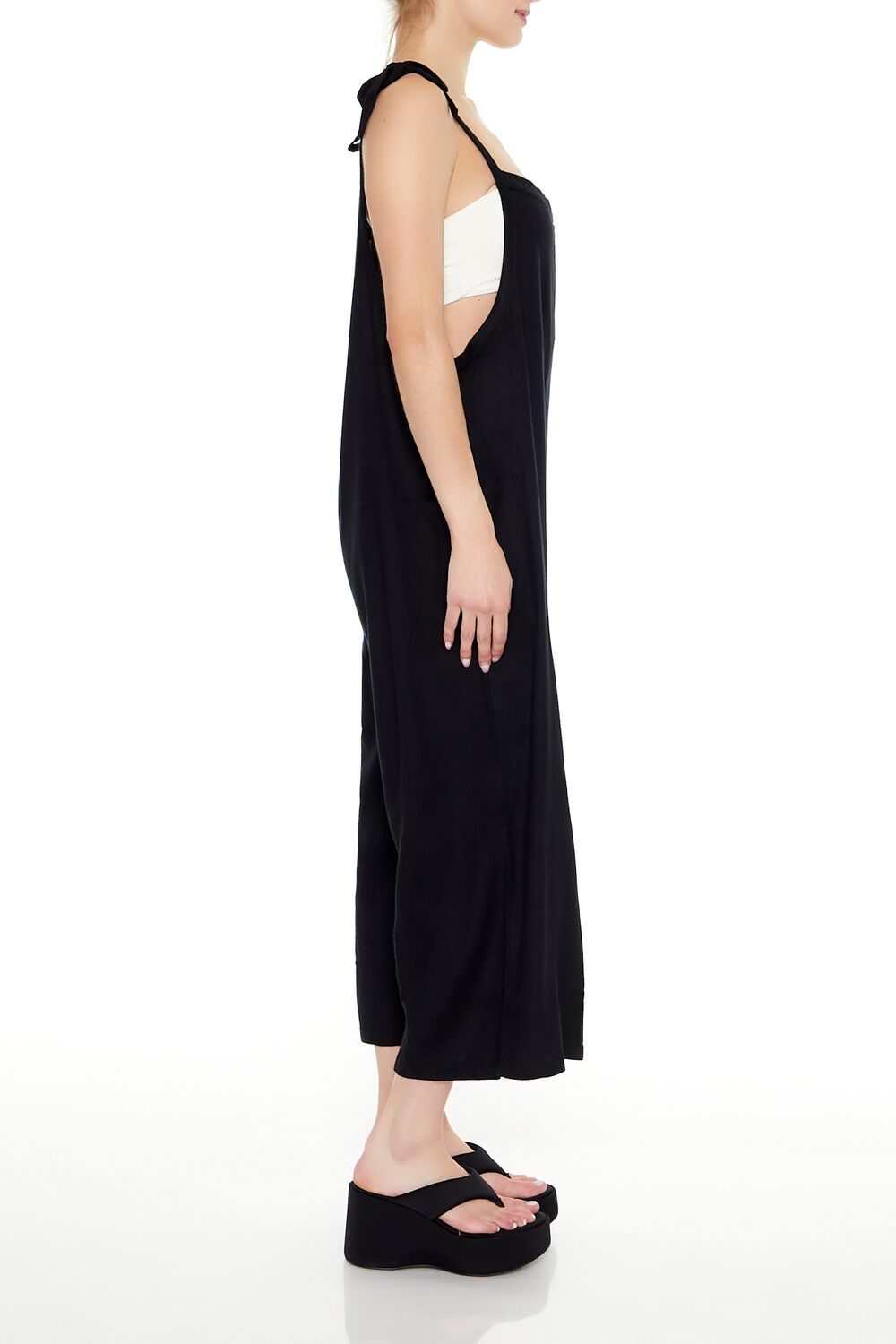 Forever 21 Relaxed Tie-Strap Jumpsuit - black - Bonton