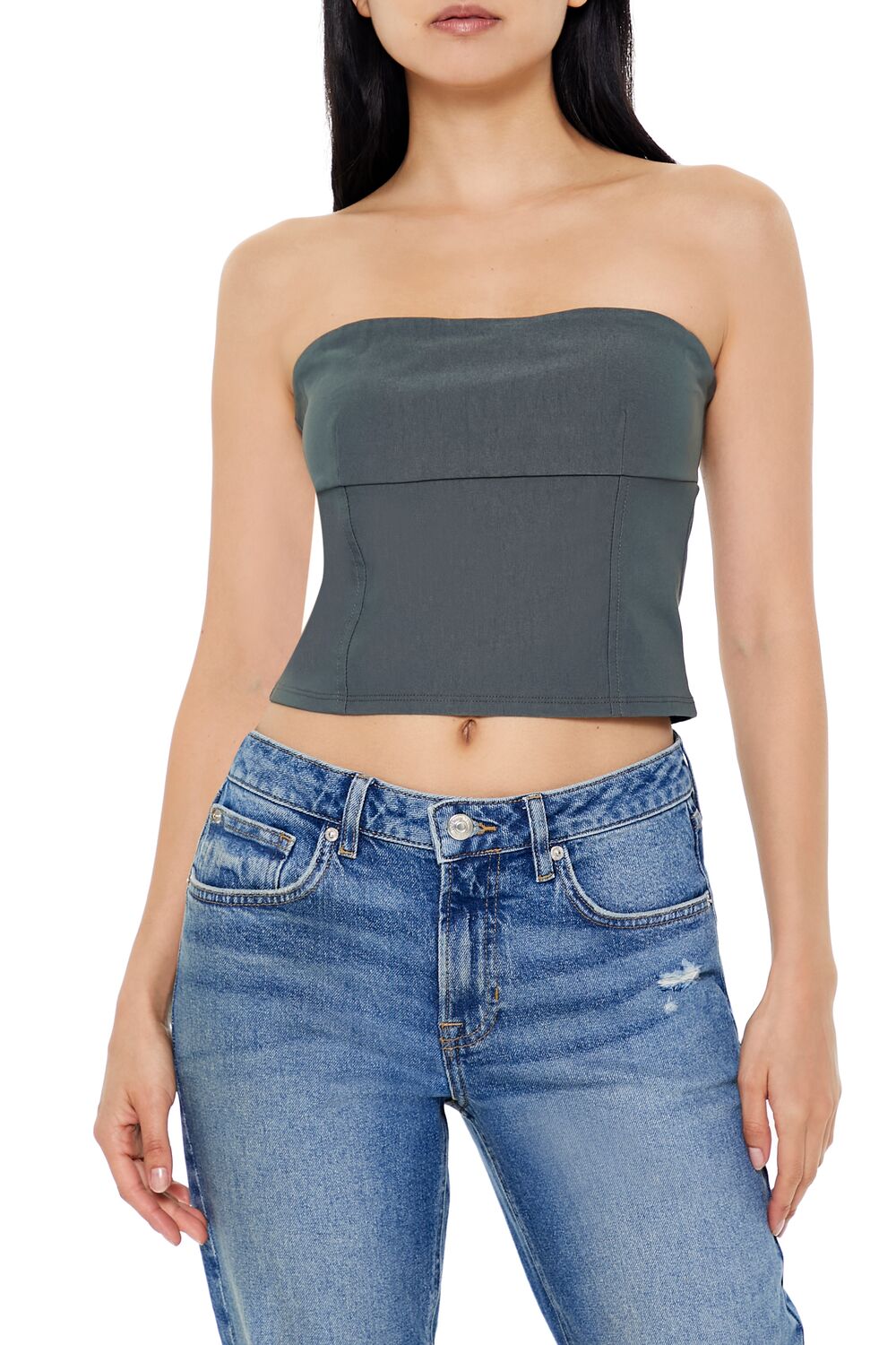  Forever 21 Cropped Tube Top - grey - Bonton