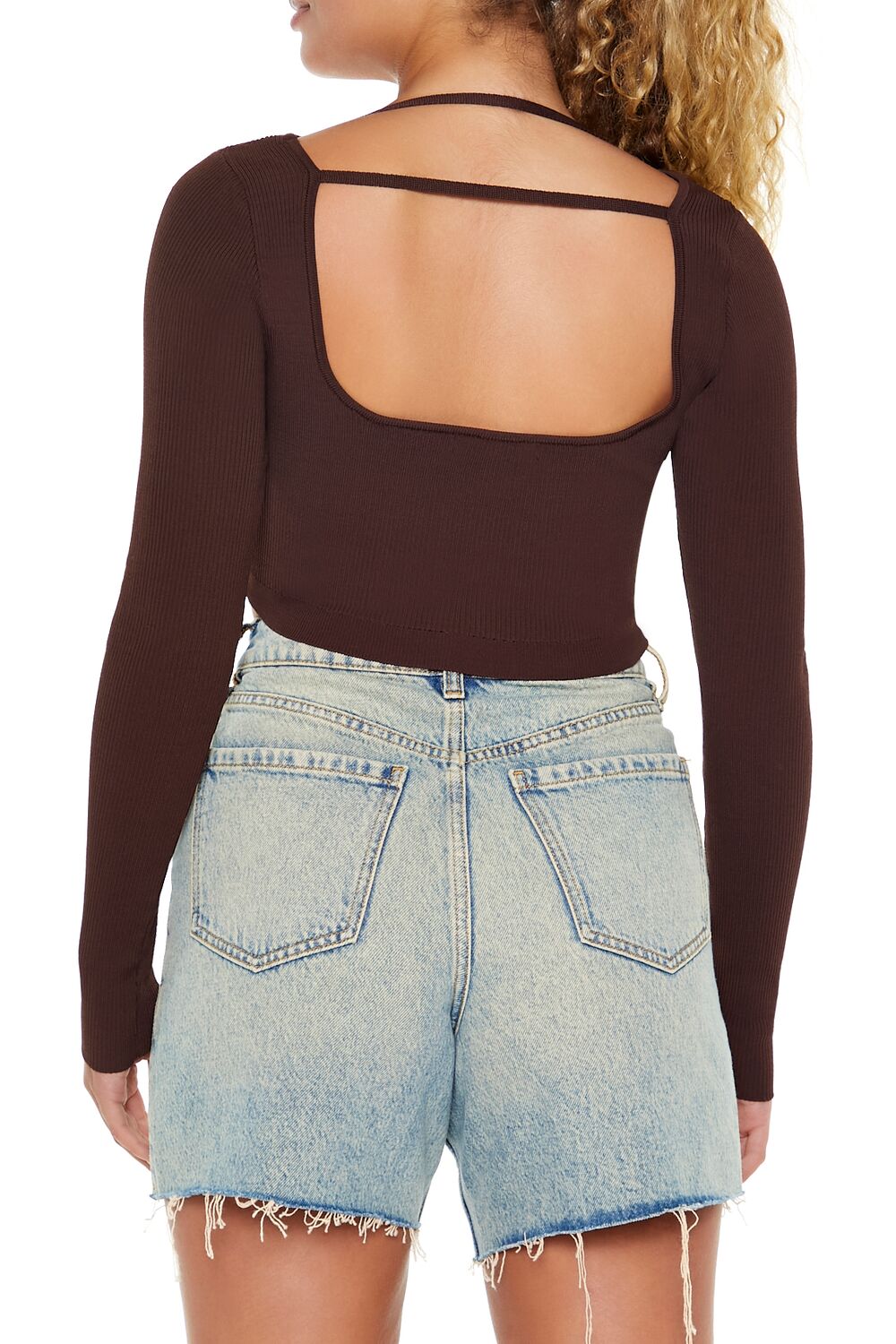  Forever 21 Strappy Sweater-Knit Crop Top - cream - Bonton