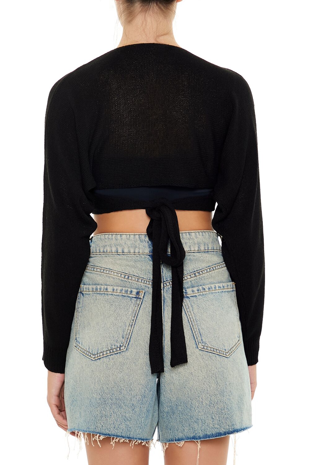  Forever 21 Tie-Back Crossover Sweater - black - Bonton