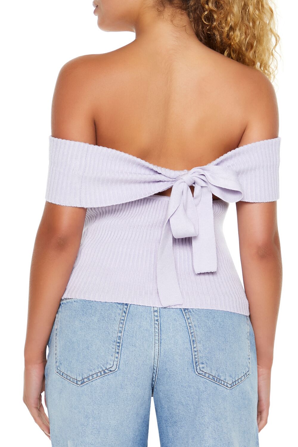  Forever 21 Off-the-Shoulder Sweater-Knit Top - white - Bonton