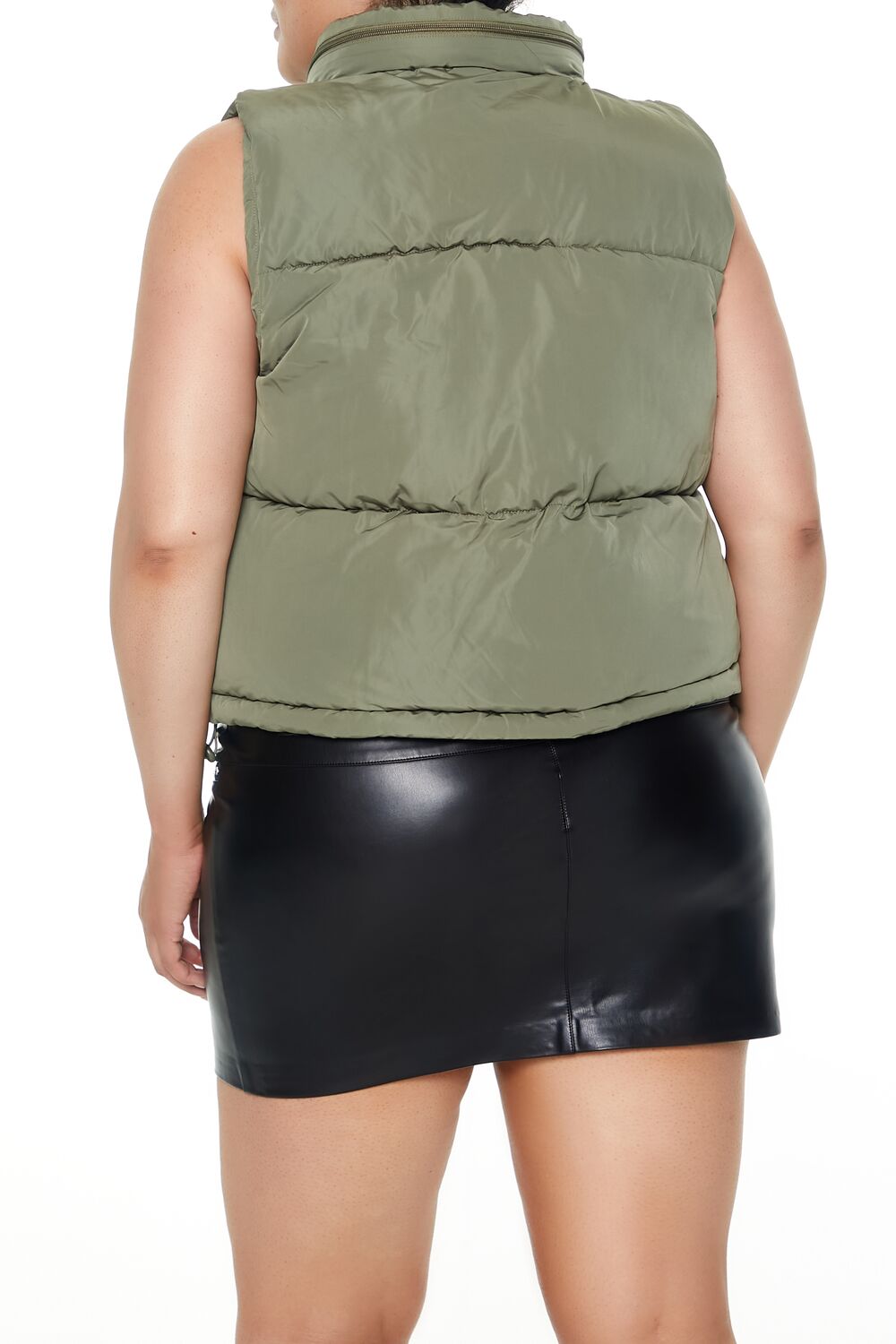  Forever 21 Plus Size Cropped Puffer Vest - light-olive-swatch - Bonton