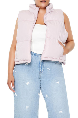Plus Size Cropped Puffer Vest