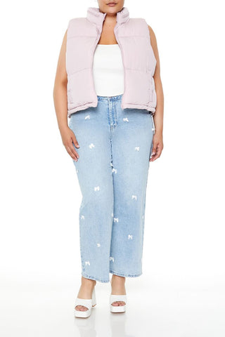 Plus Size Cropped Puffer Vest