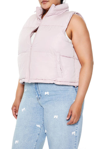 Plus Size Cropped Puffer Vest