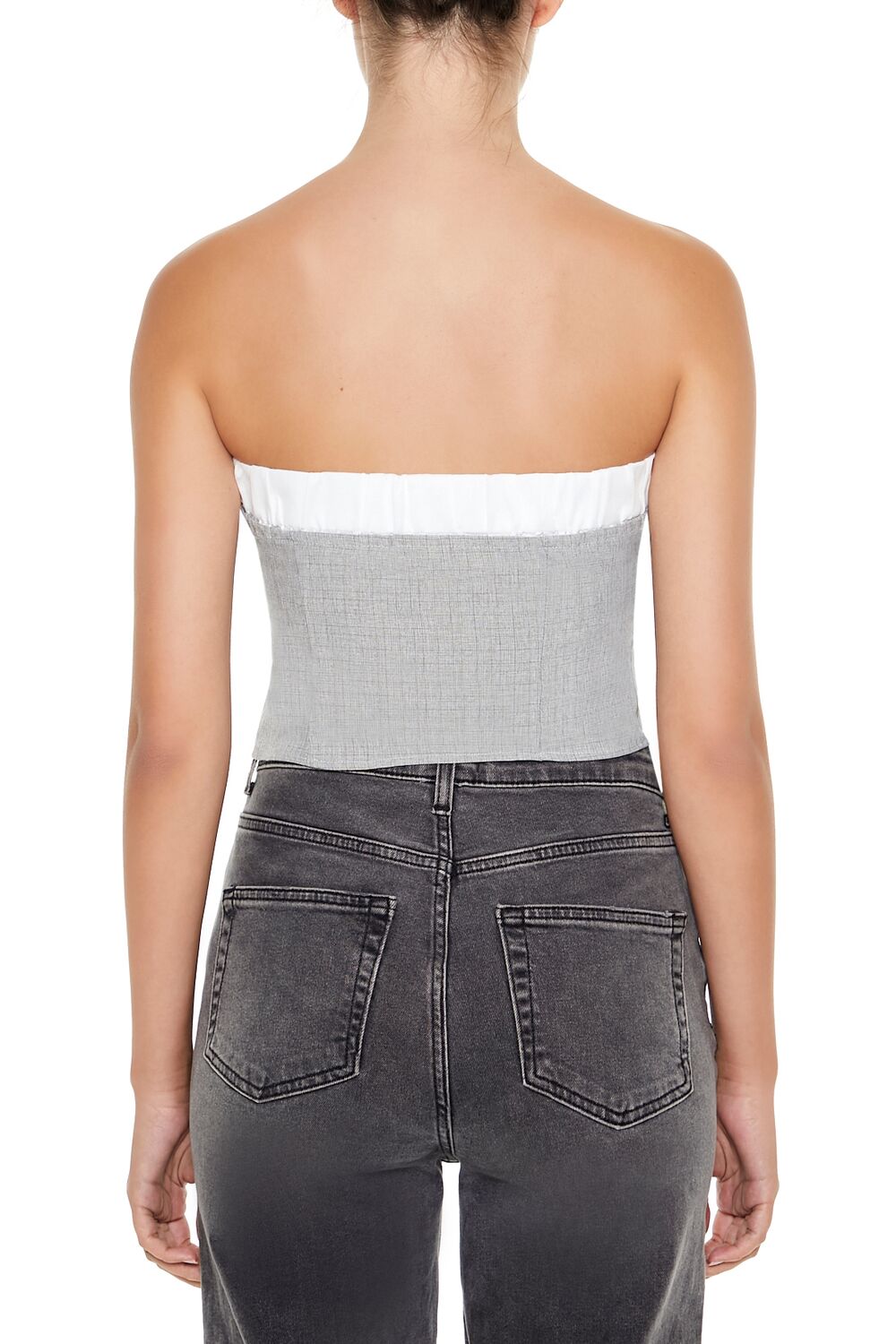  Forever 21 Two-Tone Tube Crop Top - grey - Bonton