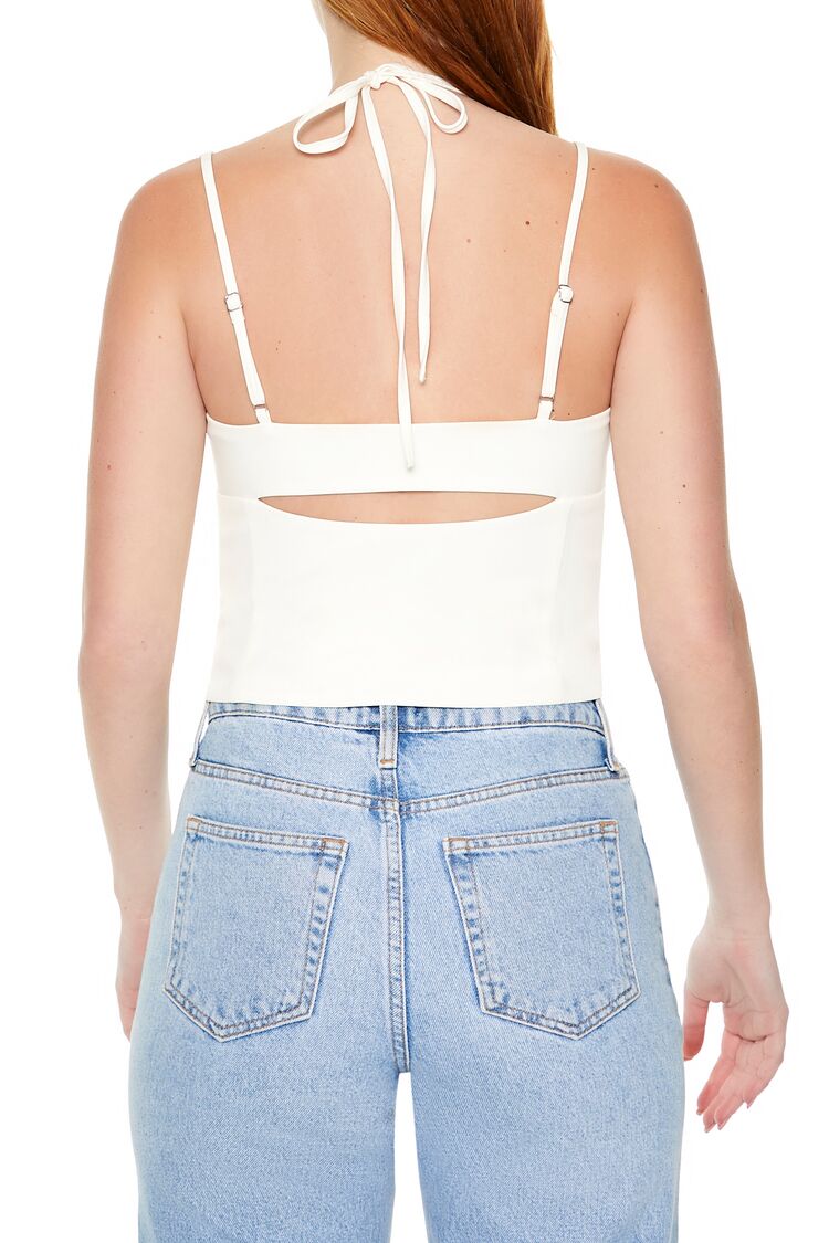  Forever 21 Strappy Combo Cutout Crop Top - white - Bonton