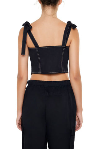 Cropped Cutout Bow Bustier Top