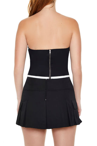 Colorblock Lace-Up Tube Crop Top