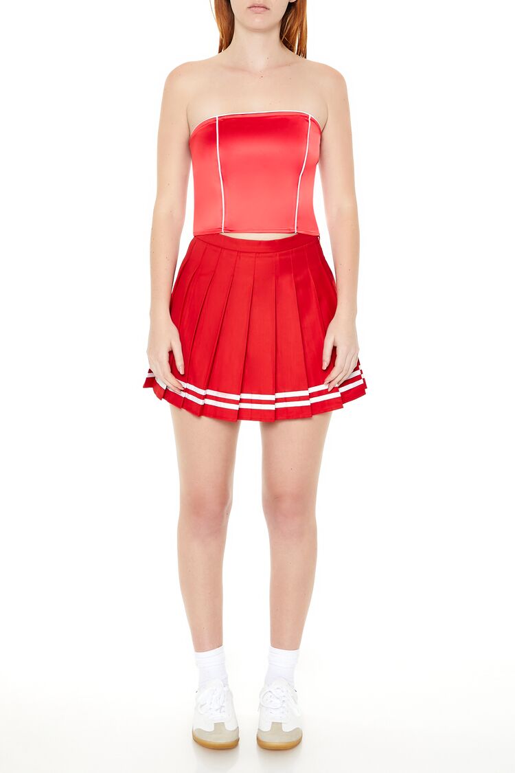  Forever 21 Satin Tube Crop Top - red - Bonton