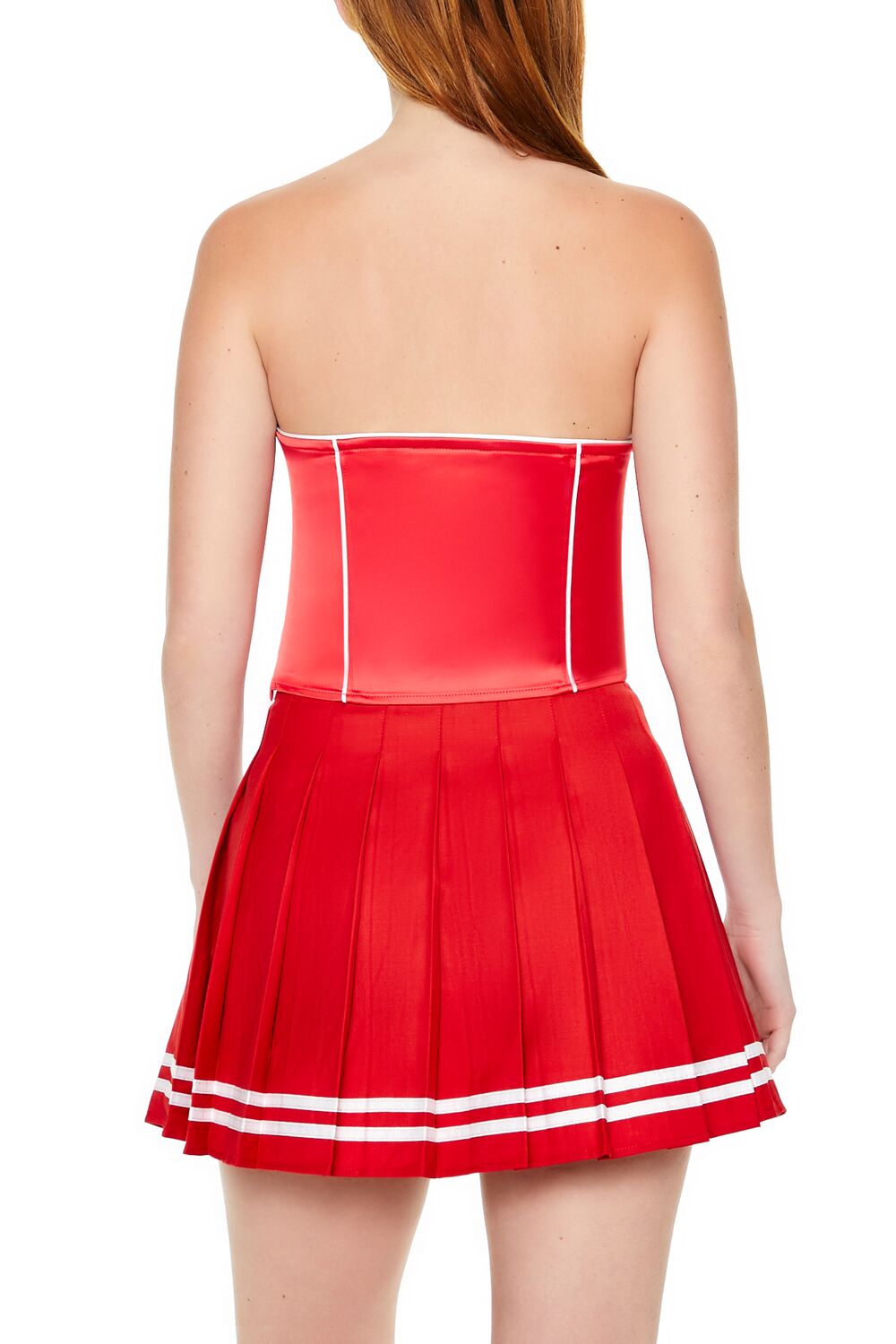  Forever 21 Satin Tube Crop Top - red - Bonton