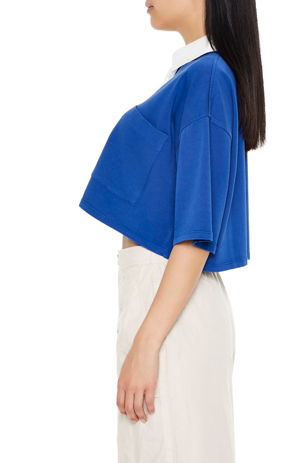  Forever 21 Cropped Rugby Shirt - navy white - Bonton