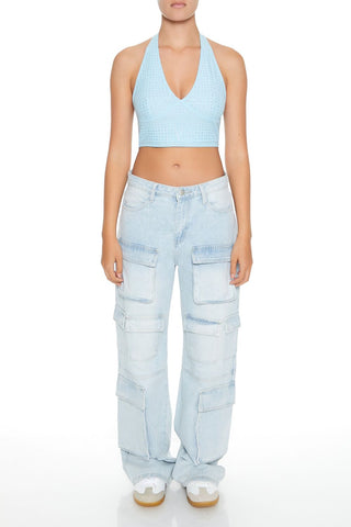 Sequin Halter Crop Top