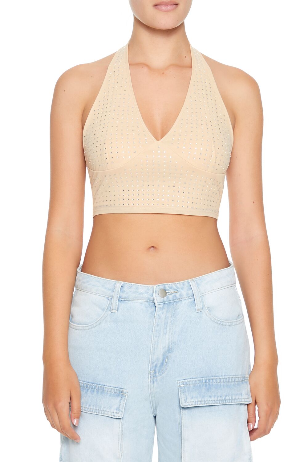 Forever 21 Sequin Halter Crop Top - black - Bonton