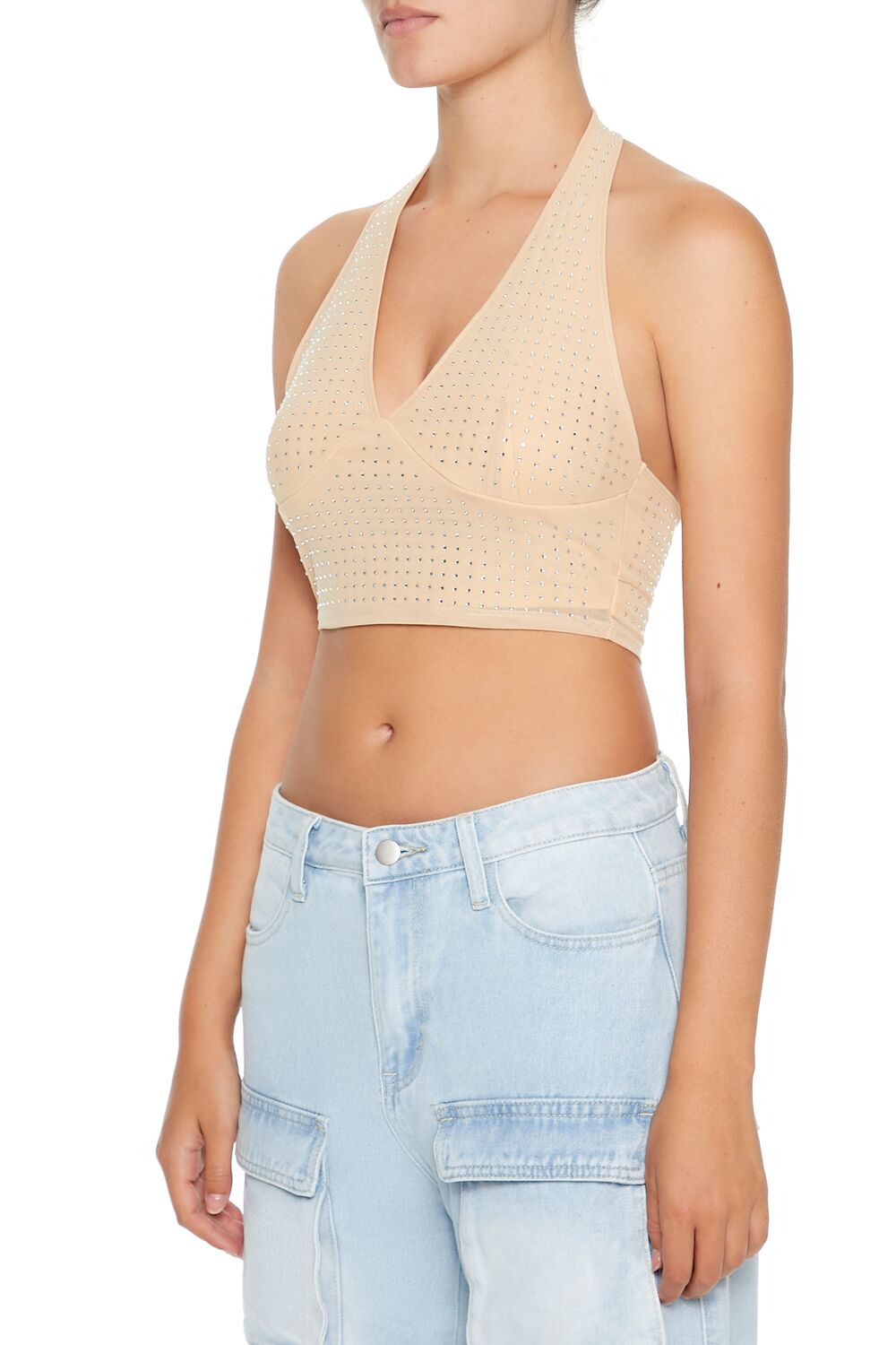  Forever 21 Sequin Halter Crop Top - black - Bonton