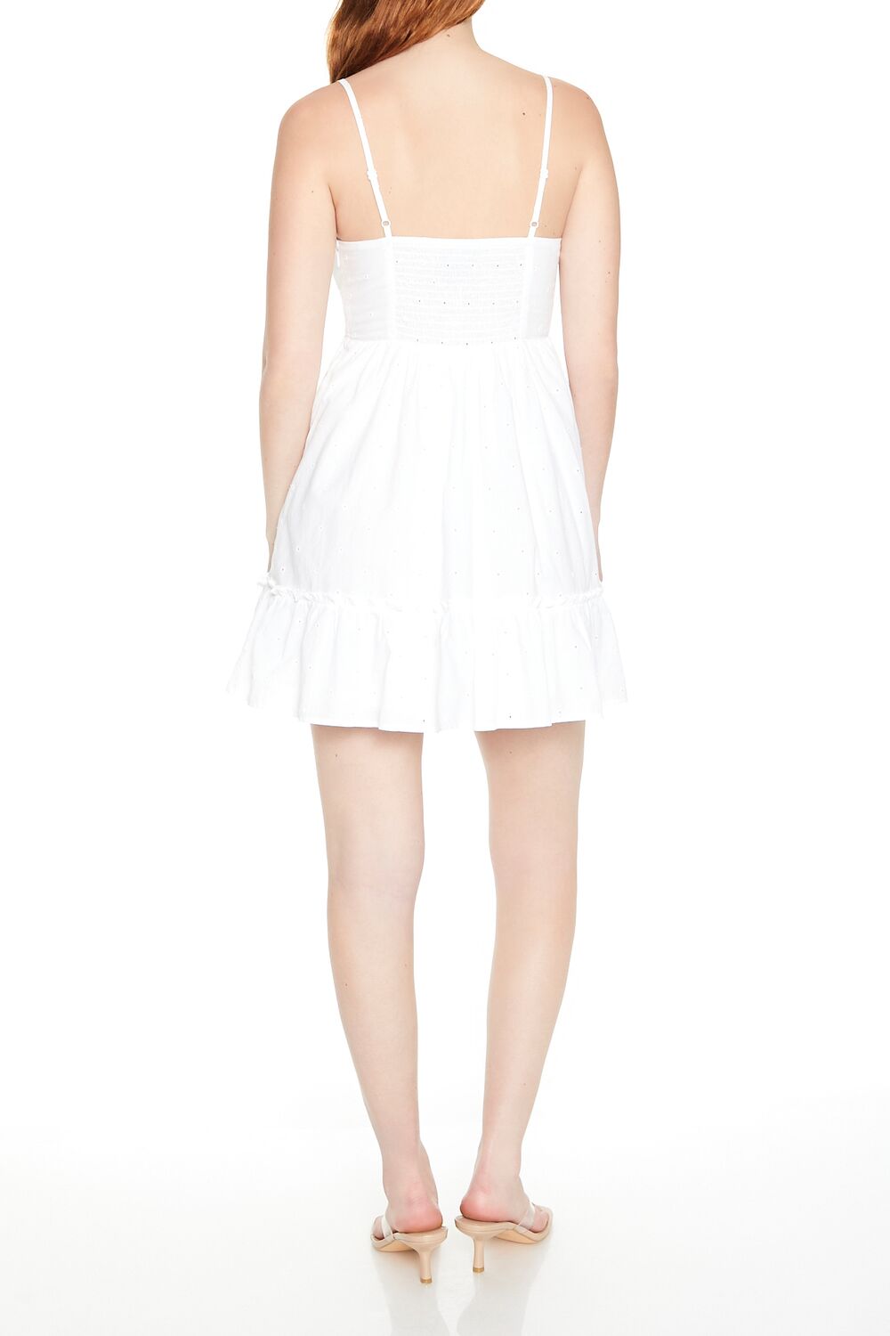  Forever 21 Eyelet Bow Tassel Mini Dress - white - Bonton