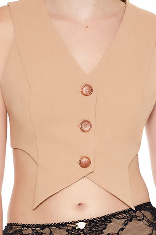 Cropped Notched Vest
