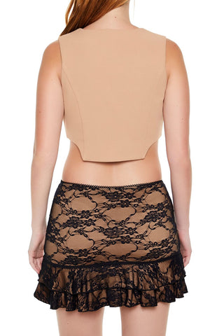 Cropped Notched Vest