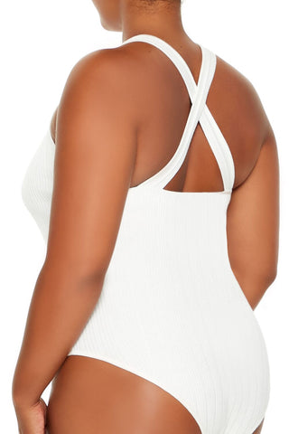 Plus Size Crisscross Sweater-Knit Bodysuit