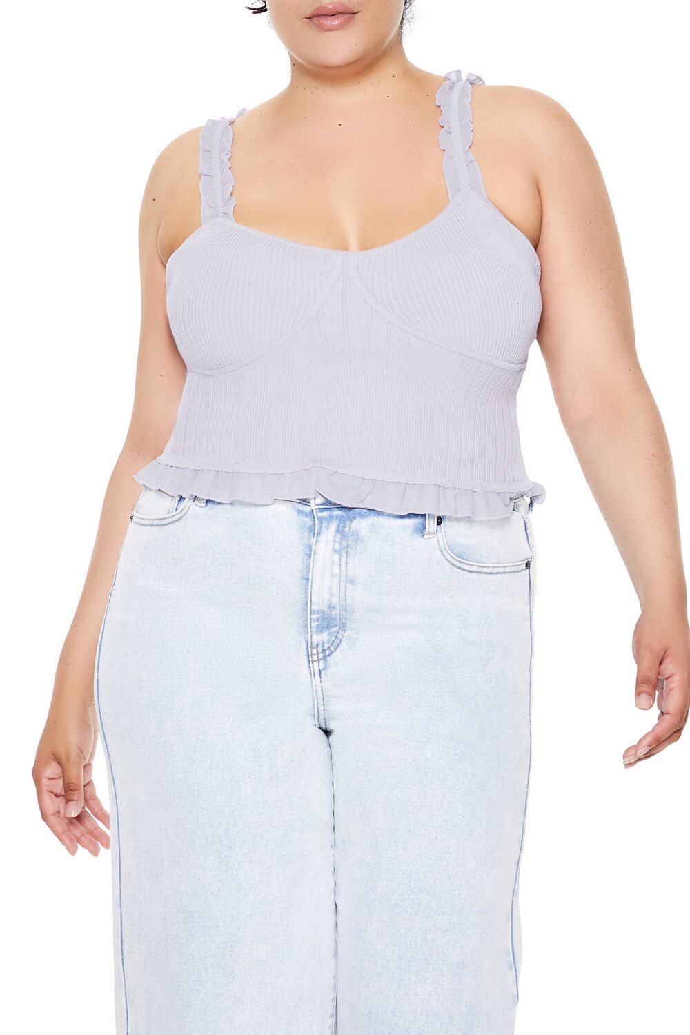  Forever 21 Plus Size Ruffle Sweater-Knit Cami - wisteria - Bonton