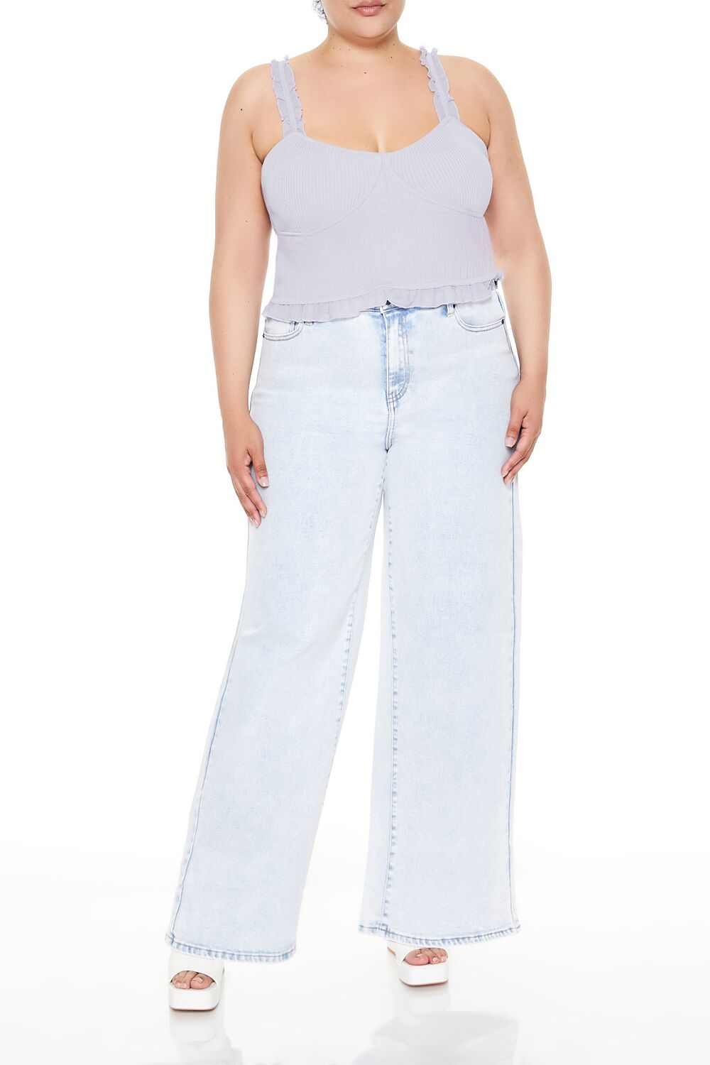  Forever 21 Plus Size Ruffle Sweater-Knit Cami - wisteria - Bonton