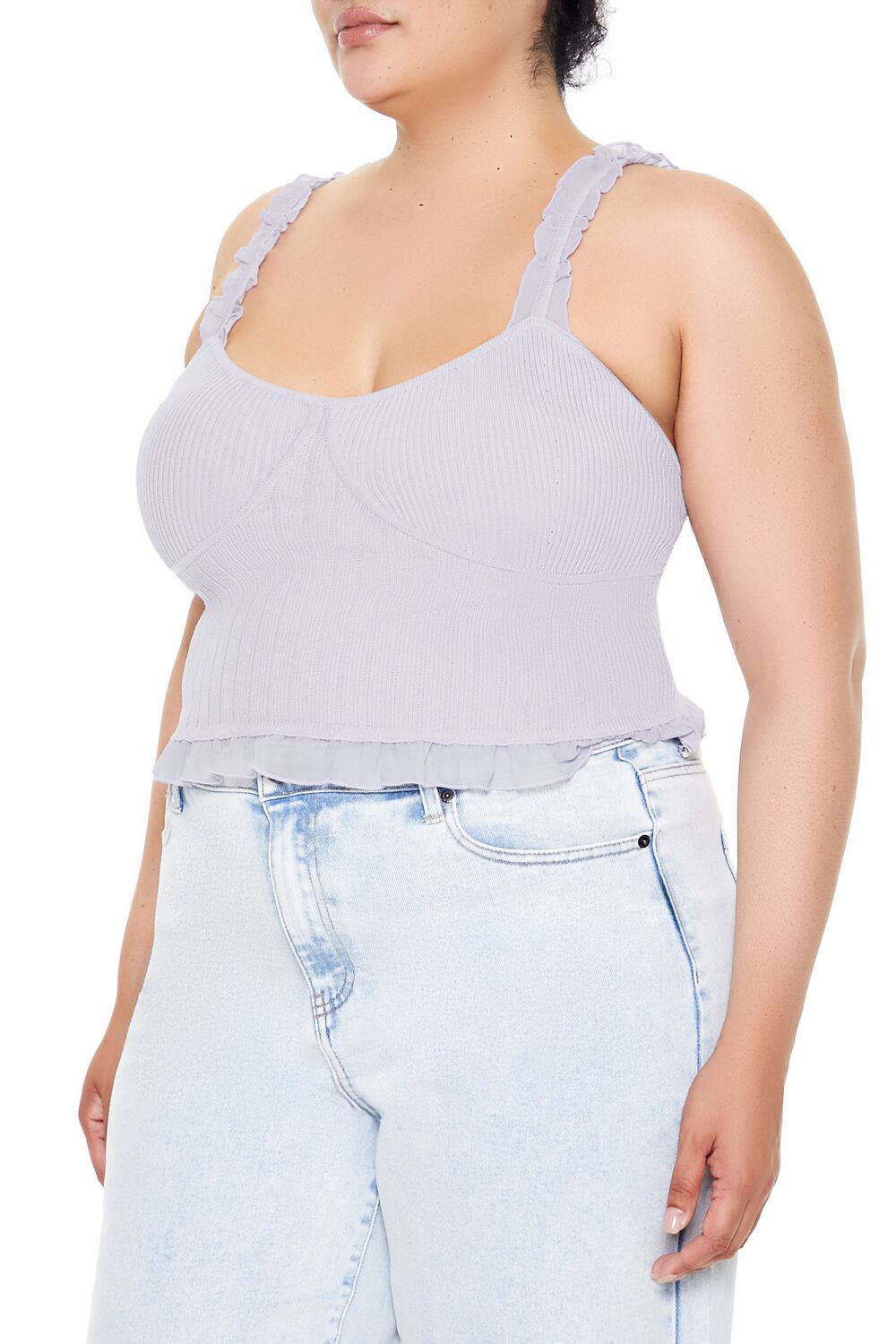  Forever 21 Plus Size Ruffle Sweater-Knit Cami - wisteria - Bonton