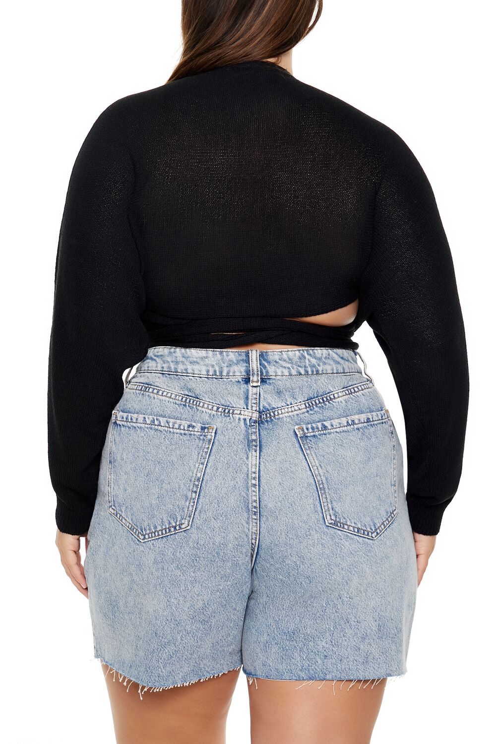  Forever 21 Plus Size Sweater-Knit Wrap Top - black - Bonton