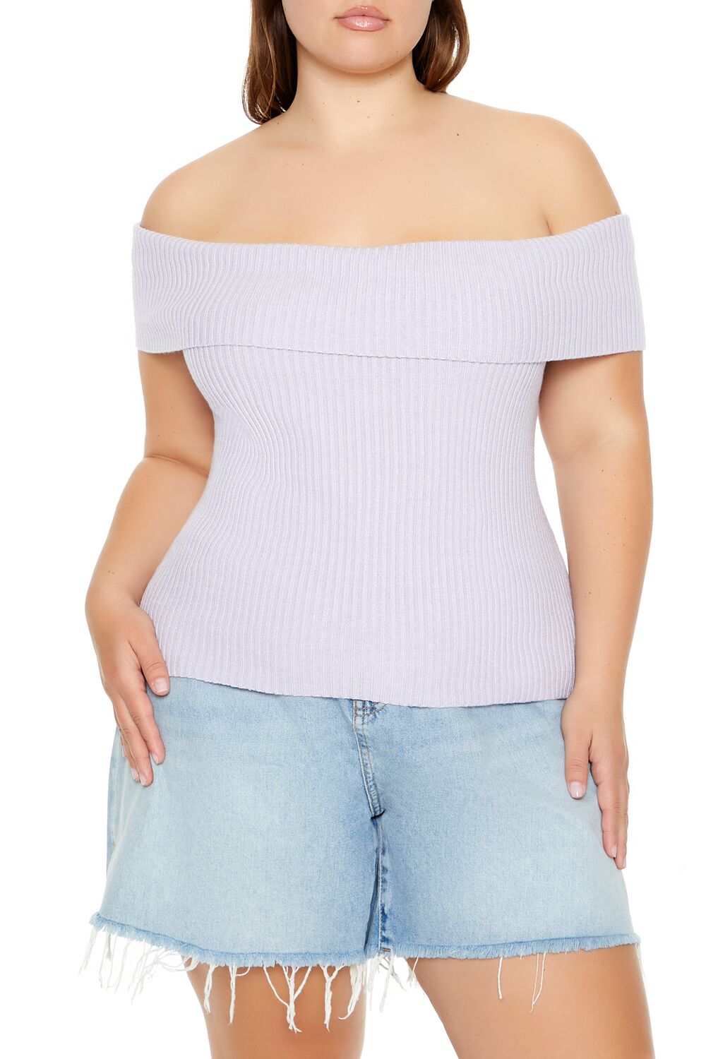  Forever 21 Plus Size Tie-Back Sweater-Knit Top - wisteria - Bonton
