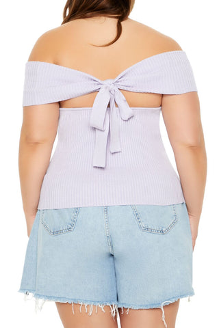 Plus Size Tie-Back Sweater-Knit Top