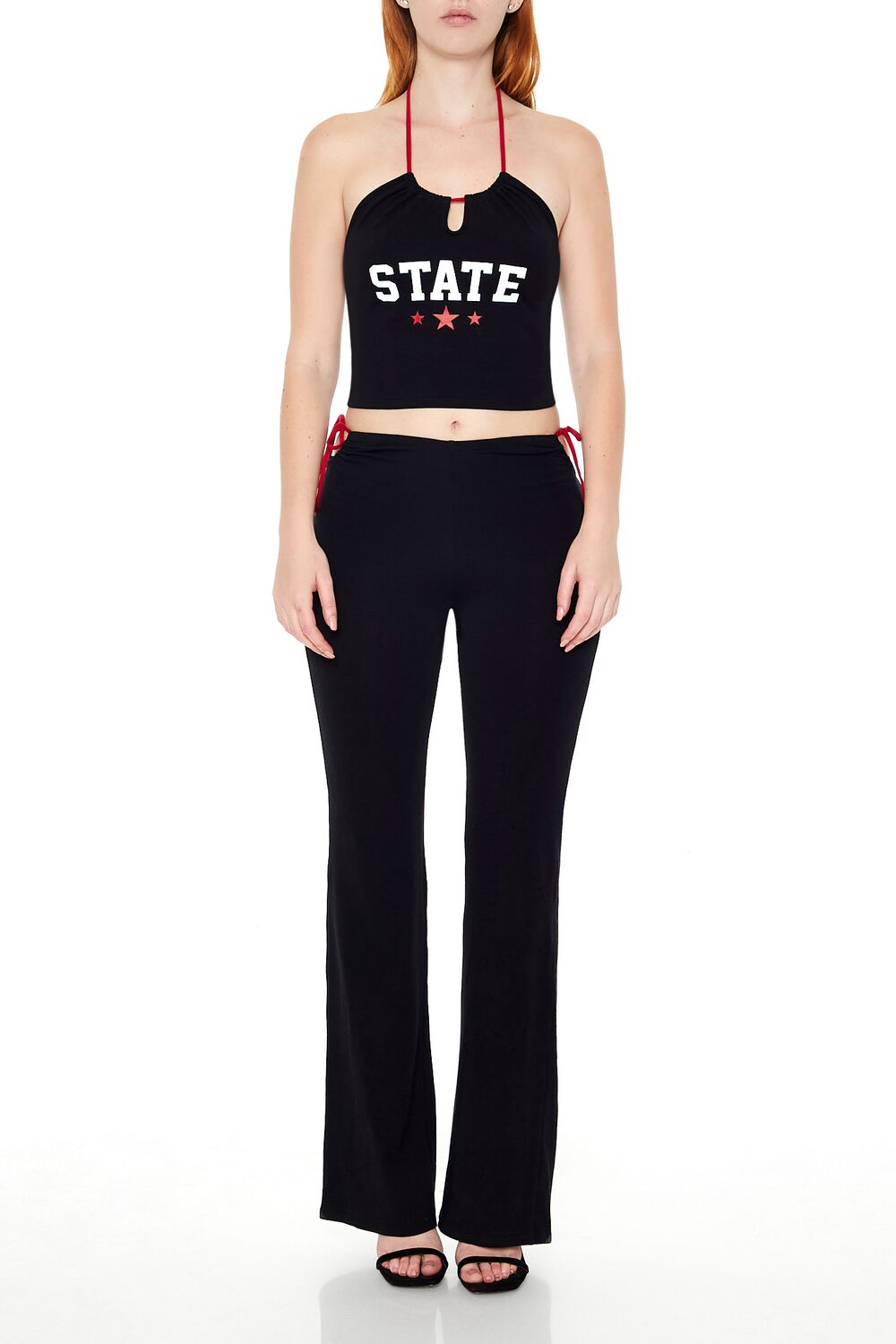 Forever 21 Cropped State Halter Top - black multi - Bonton