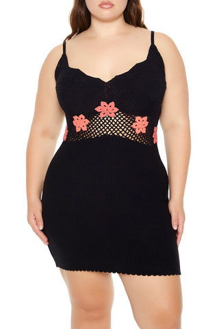 Plus Size Flower Sweater Dress