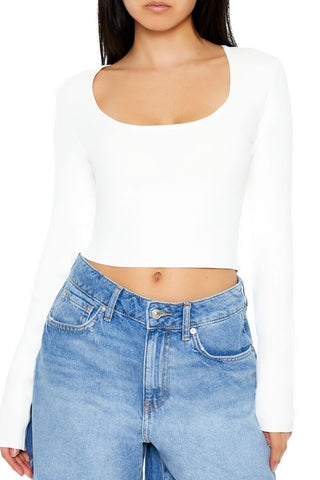Ribbed Sweater-Knit Crop Top